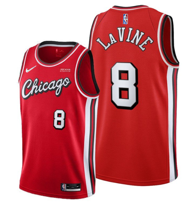 Men's Chicago Bulls #8 Zach lavine 75th Anniversary Red Edition Swingman Stitched Basketball Jersey